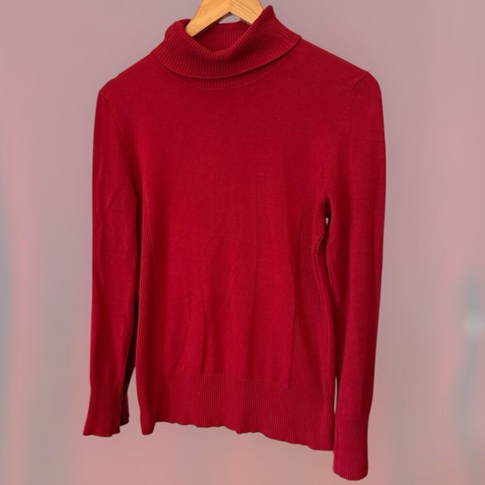 Cable & Gauge Red Turtleneck Sweater Small EUC
